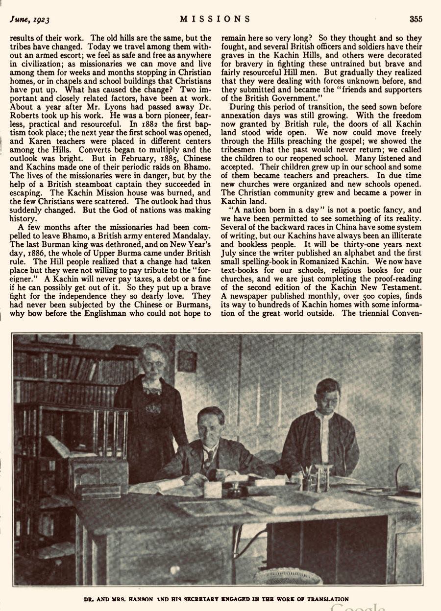 Rev Dr. Ola Hanson A Labau Sumla Ni